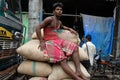 MIGRANT LABOUR IN KOLKATA Royalty Free Stock Photo
