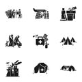 Migrant refugee icon set, simple style