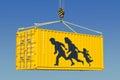 Human smuggling, illegal entry concept. 3D rendering Royalty Free Stock Photo