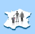 Migrant voters are voting for French election over a France 3D map