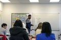 Migrants from Africa, Asia and the Middle East learn German in t