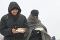 Migrants in Belgrade during winter