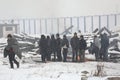 Migrants in Belgrade during winter