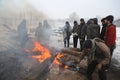 Migrants in Belgrade during winter