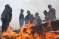 Migrants in Belgrade during winter