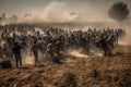 Migrants cross the border illegally. Refugees crossing border. Royalty Free Stock Photo