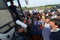 Migrants from Middle East waiting at hungarian border