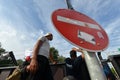 Migrants from Middle East waiting at hungarian border