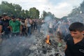 Migrants from Middle East waiting at hungarian border