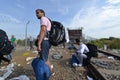 Migrants from Middle East waiting at hungarian border