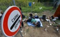 Migrants from Middle East waiting at hungarian border