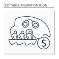 Migrants smuggling line icon