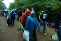 Migrants from Syria on the rain