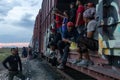 Migrants on train in Mexico