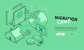 Migration camp - line design style isometric web banner