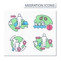 Migration color icons set
