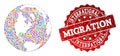 Migration Composition of Mosaic Map of Global World and Distress Seal