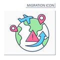 Migration crisis color icon