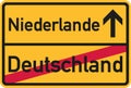 Migration from germany to netherlands - german town sign