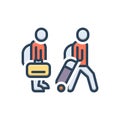 Color illustration icon for Migration, dwelling abroad and emigration