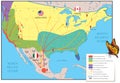 Migration map - monarch butterfly