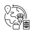 migration policy black line icon. Royalty Free Stock Photo