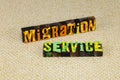 Migration service application legal migration immigration foreign migrate Royalty Free Stock Photo