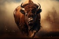 Migratory American bison summer. Generate Ai Royalty Free Stock Photo