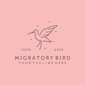 migratory bird and star line art logo vector symbol illustration design Royalty Free Stock Photo