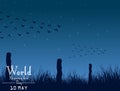 Migratory birds day on night background