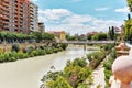 Miguel Caballero concrete footbridge across Segura River. Murcia