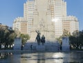 Miguel de Cervantes Saavedra monument with Quijote and Sancho Panza sculptures