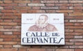 Miguel de Cervantes Saavedra street plaque. Madrid Literary Quarter