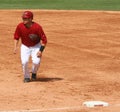 Miguel Montero retreats to first base