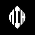 MIH circle letter logo design with circle and ellipse shape. MIH ellipse letters with typographic style. The three initials form a Royalty Free Stock Photo