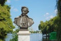 Mihai Eminescu statue in Herastrau park Bucharest Romania Royalty Free Stock Photo