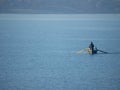 Fisherman boat at Mihailesti lake, near Bucharest, Romania Royalty Free Stock Photo