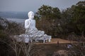 The giant seated Buddha statue at the ancient site of Mihinthale in Sri Lanka.