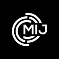 MIJ letter logo design. MIJ monogram initials letter logo concept. MIJ letter design in black background Royalty Free Stock Photo