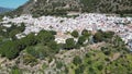 aerial view of the beautiful Mediterranean village of Mijas on the Costa del Sol of Malaga, Spain.