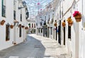 Mijas whitewashed street, small famous village in Spain Royalty Free Stock Photo