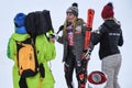 Mikaela Shiffrin giving away interview during the Audi FIS Alpine Ski World Cup Women`s Giant Slalom