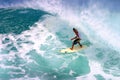 Mikala Jones Surfing at Backdoor Pipeline Royalty Free Stock Photo