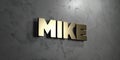 Mike - Gold sign mounted on glossy marble wall - 3D rendered royalty free stock illustration