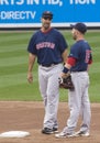 Mike Lowell and Dustin Pedroia Royalty Free Stock Photo