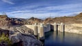 The Mike O\'Callaghan-Pat Tillman Memorial Bridge, at the bottom of the Hoover Dam on the Colorado River, in the USA. Royalty Free Stock Photo