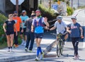 Mike Wardian starts run across America day 1 May 1, 2022 at the western end of the Richmond San Rafael Bridge Royalty Free Stock Photo