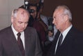Mikhail Gorbachev Meets Yitzhak Rabin in Jerusalem Royalty Free Stock Photo