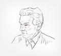 Mikhail Timofeyevich Kalashnikov famous Russian vector sketch isolated