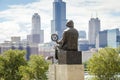 Mikolaj Kopernik admiring panorama of Chicago. Royalty Free Stock Photo